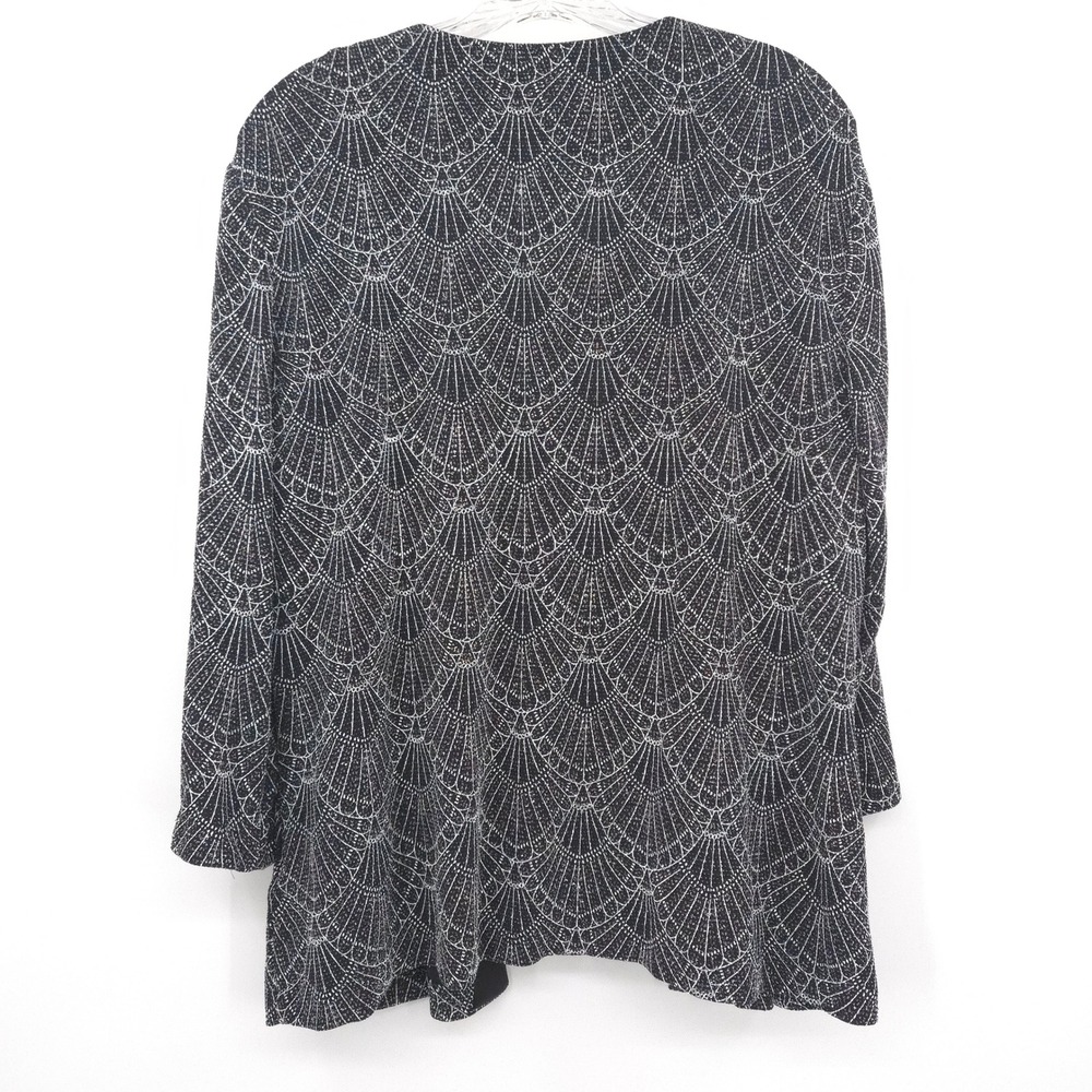 Alex Evenings Twin Set Women XL Black Silver Metallic Scallop Jacket Tank 2pc - Picture 8 of 9